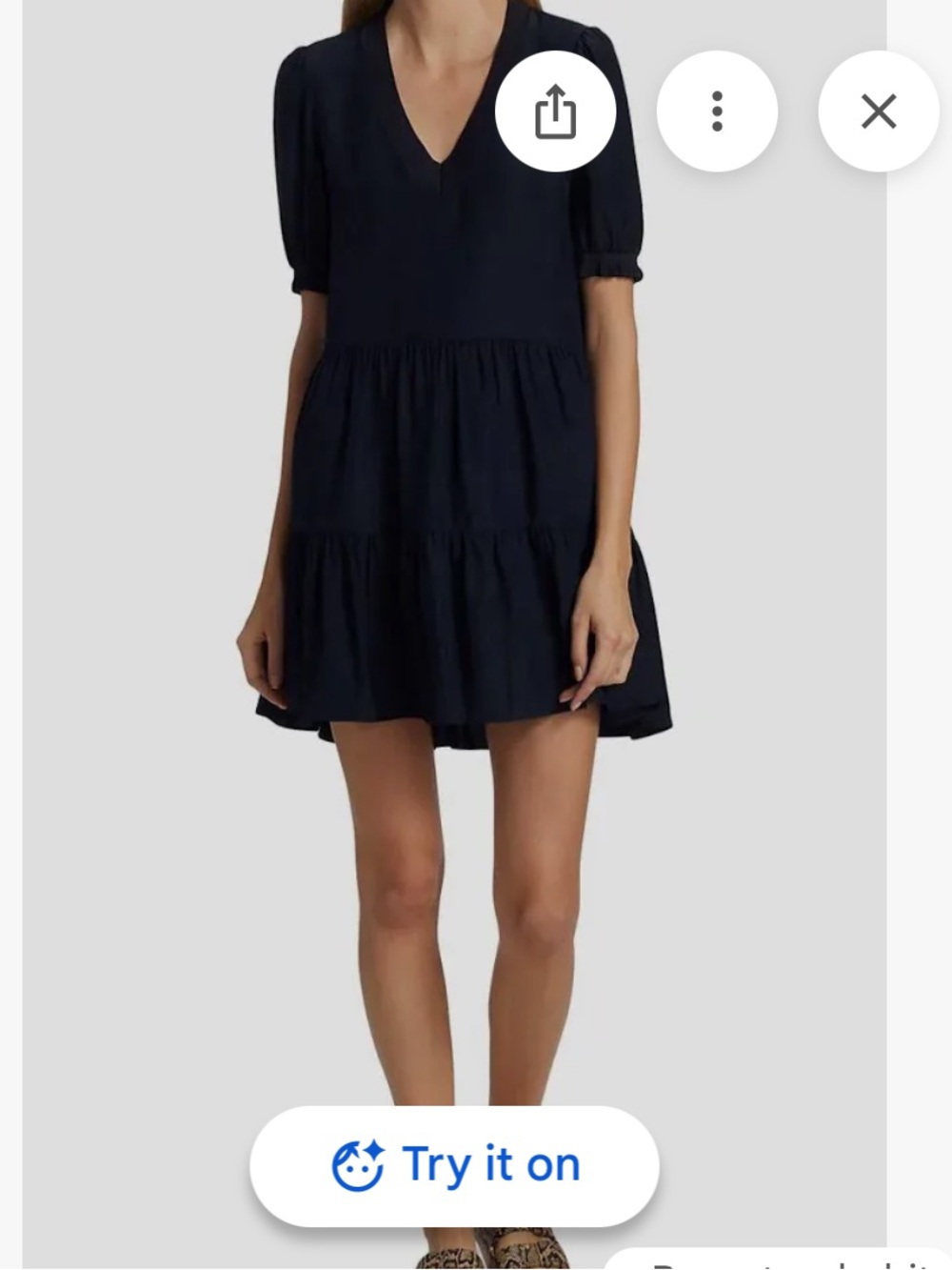 Cinq A Sept Navy V-Neck Tiered Mini Dress